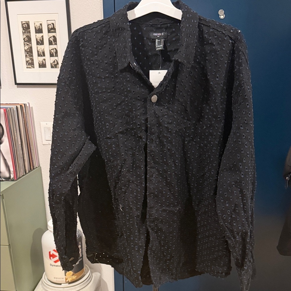 Forever 21 Black Textured Shirt Jacket
